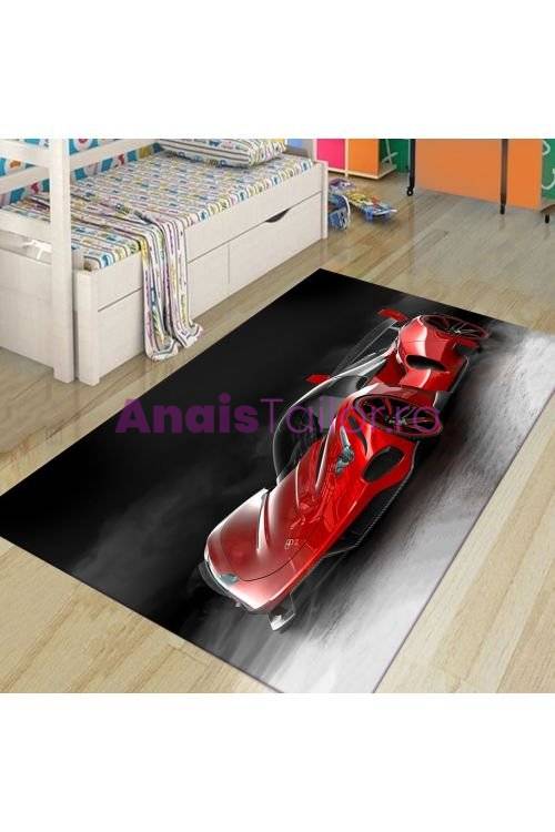 Covor antiderapant copii Red Car, 120 x 180 cm