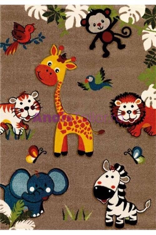 Covor antiderapant copii Zoo Animals, 80 x 150 cm