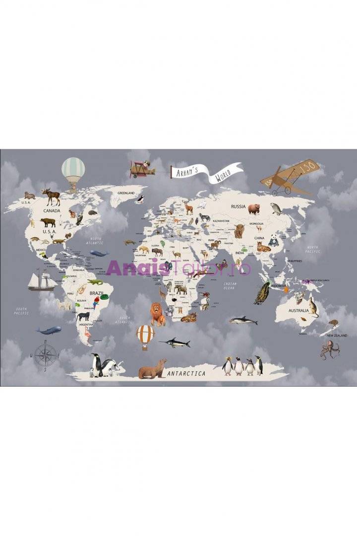 Covor antiderapant Harta lumii 120 x 180