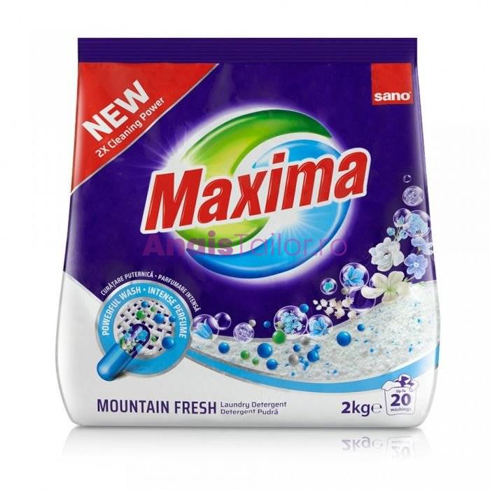 Detergent pudra pentru tesaturi, automat, 2kg, Maxima Mountain Fresh Sano