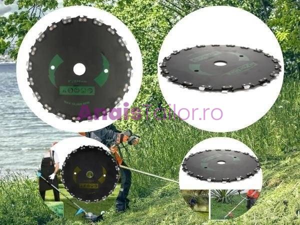 Disc Motocoasa cu Dinti Lant Drujba, 230mm, 20 dinti, pentru vegetatie foarte densa si arbusti
