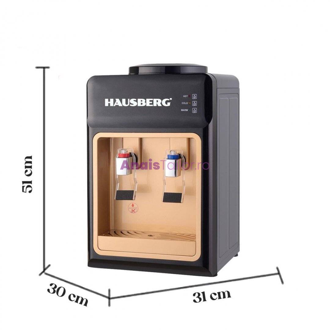 Dozator apa Hausberg HB-6026, putere incalzire 550 W, putere racire 80 W, indicatoare LED pentru apa calda si rece, termostat automat, Negru-Maro