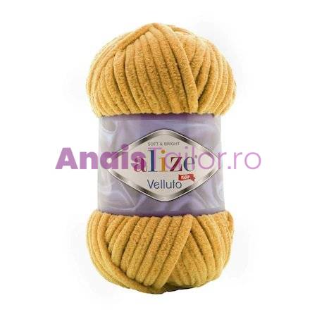 Fir Textil Alize Velluto cod culoare 02, pentru crosetat si tricotat, acril, mustar, 68 m
