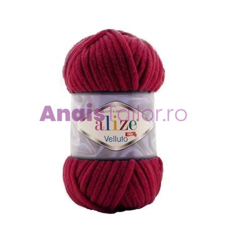 Fir Textil Alize Velluto cod culoare 107, pentru crosetat si tricotat, acril, grena, 68 m