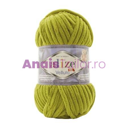 Fir Textil Alize Velluto cod culoare 11, pentru crosetat si tricotat, acril, verde, 68 m