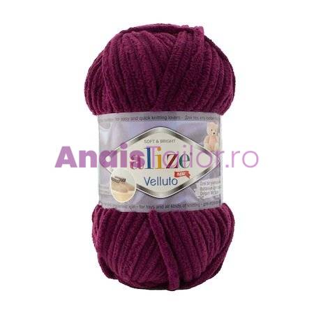 Fir Textil Alize Velluto cod culoare 111, pentru crosetat si tricotat, acril, mov, 68 m