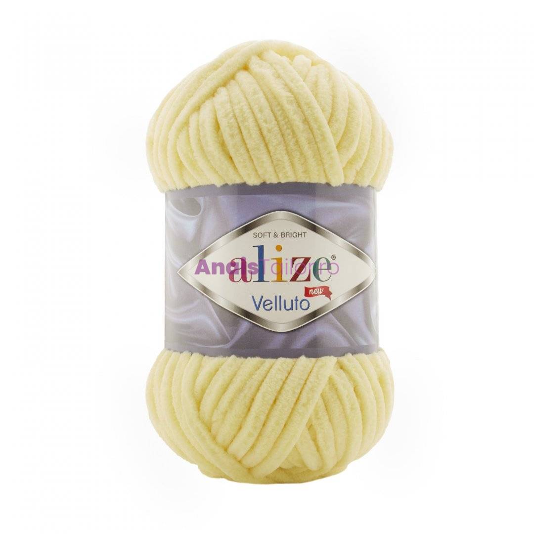 Fir Textil Alize Velluto cod culoare 13, pentru crosetat si tricotat, acril, galben, 68 m