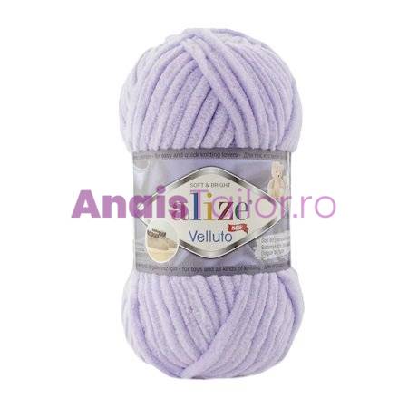 Fir Textil Alize Velluto cod culoare 146, pentru crosetat si tricotat, acril, lila, 68 m