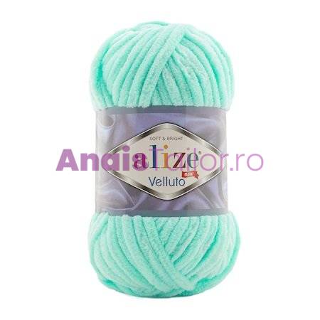 Fir Textil Alize Velluto cod culoare 19, pentru crosetat si tricotat, acril, turcoaz, 68 m