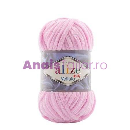 Fir Textil Alize Velluto cod culoare 31, pentru crosetat si tricotat, acril, roz, 68 m
