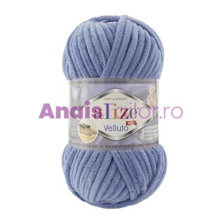 Fir Textil Alize Velluto cod culoare 374, pentru crosetat si tricotat, acril, bleumarin, 68 m