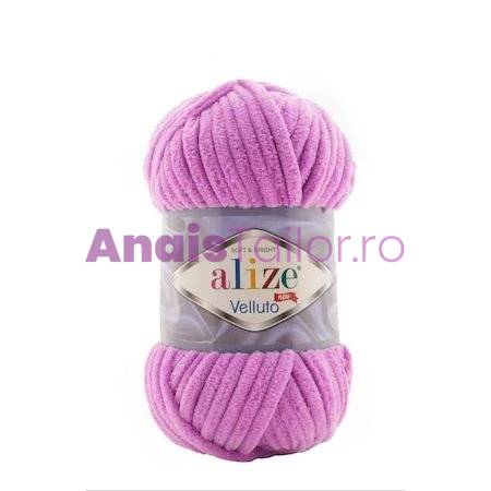 Fir Textil Alize Velluto cod culoare 378, pentru crosetat si tricotat, acril, roz, 68 m