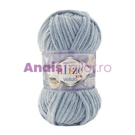 Fir Textil Alize Velluto cod culoare 428, pentru crosetat si tricotat, acril, gri, 68 m