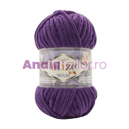 Fir Textil Alize Velluto cod culoare 44, pentru crosetat si tricotat, acril, mov, 68 m