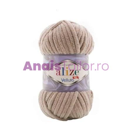 Fir Textil Alize Velluto cod culoare 530, pentru crosetat si tricotat, acril, bej, 68 m