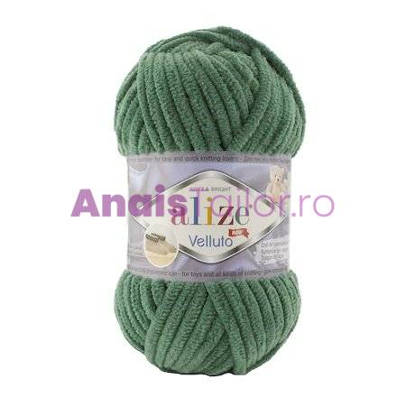 Fir Textil Alize Velluto cod culoare 532, pentru crosetat si tricotat, acril, verde, 68 m