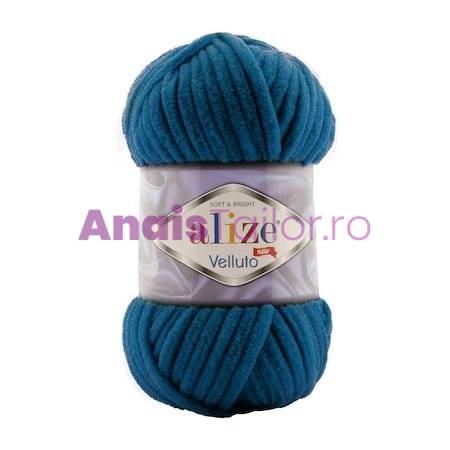Fir Textil Alize Velluto cod culoare 646, pentru crosetat si tricotat, acril, petrol, 68 m