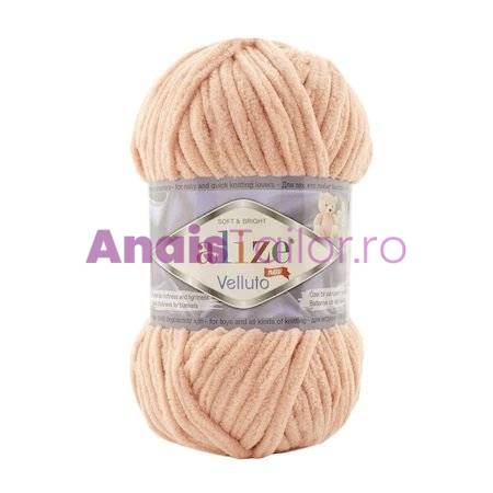 Fir Textil Alize Velluto cod culoare 866, pentru crosetat si tricotat, acril, bej, 68 m