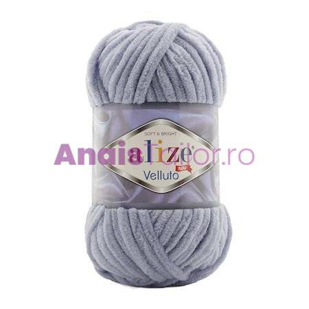 Fir Textil Alize Velluto cod culoare 87, pentru crosetat si tricotat, acril, gri-albastru, 68 m