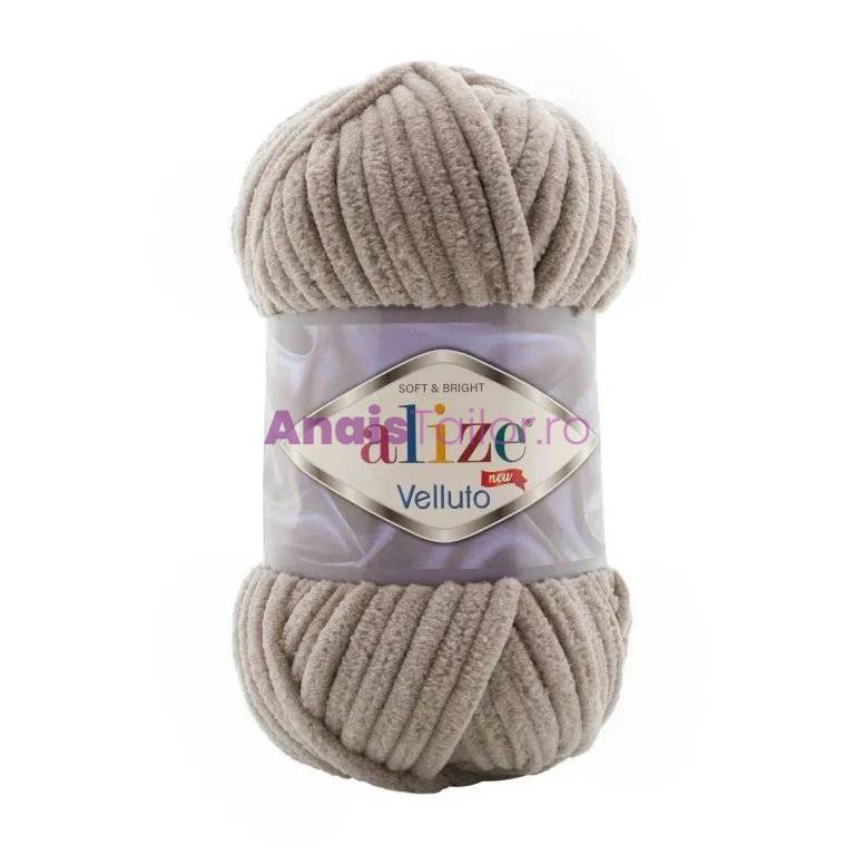 Fir Textil Alize Velluto cod culoare 876, pentru crosetat si tricotat, acril, bej, 68 m