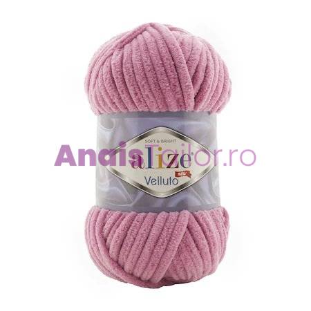 Fir Textil Alize Velluto cod culoare 98, pentru crosetat si tricotat, acril, roz, 68 m