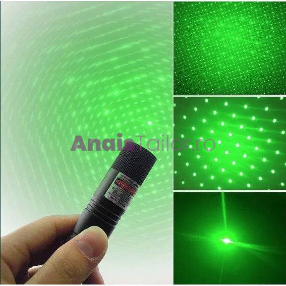 Laser 3d, lumina verde multipunct, baterii incluse, 15 cm
