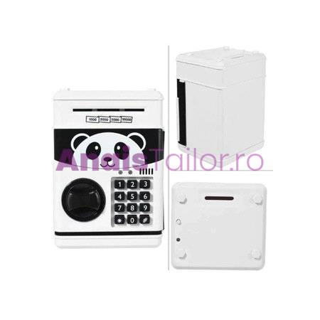 Pusculita pentru copii, cu functie ATM, cod pin si seif, Urs Panda