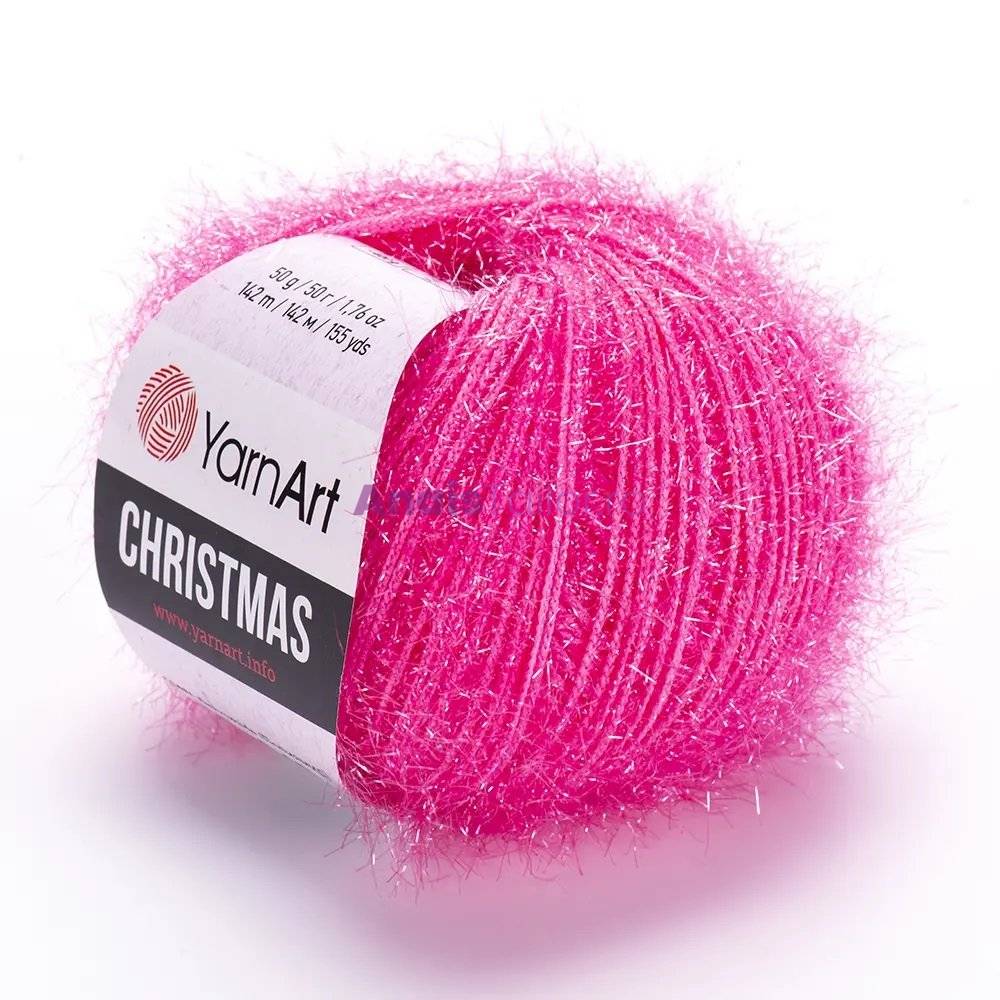 YarnArt Christmas 09, ata crosetat, textura lucioasa specific decoratiunilor, roz intens 50g