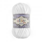 Fir Textil Alize Velluto cod culoare 55, pentru crosetat si tricotat, acril, alb, 68 m