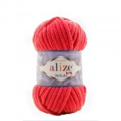 Fir Textil Alize Velluto cod culoare 56, pentru crosetat si tricotat, acril, rosu, 68 m