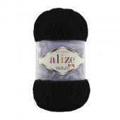 Fir Textil Alize Velluto cod culoare 60, pentru crosetat si tricotat, acril, negru, 68 m