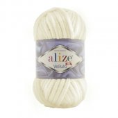 Fir Textil Alize Velluto cod culoare 62, pentru crosetat si tricotat, acril, alb unt, 68 m