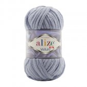 Fir Textil Alize Velluto cod culoare 87, pentru crosetat si tricotat, acril, gri-albastru, 68 m