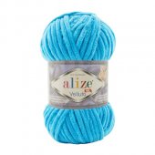 Fir Textil Alize Velluto cod culoare16, pentru crosetat si tricotat, acril, albastru, 68 m