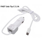 Incarcator Auto Fast Tip C 3,1A+USB, Tensiune de intrare: 12V-24V DC 