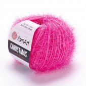YarnArt Christmas 09, ata crosetat, textura lucioasa specific decoratiunilor, roz intens 50g