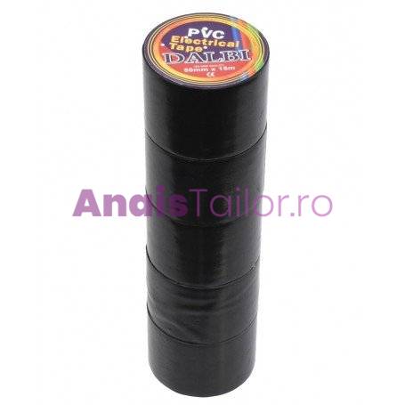 5Buc/Set, Banda Izolatoare Neagra din Pvc 50mm x 15m 