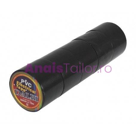 5Buc/Set, Banda Izolatoare Neagra din Pvc 50mm x 15m 