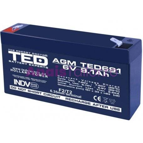 ACUMULATOR PLUMB - ACID 6V-9,1A TED