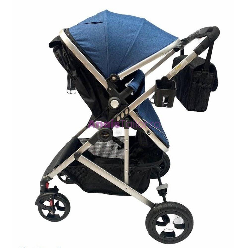 Carucior 2 in 1 L-Sun 808, transformare rapida landou sau sport, albastru/negru