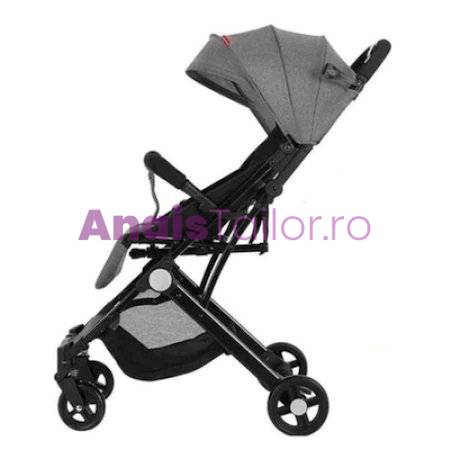 Carucior sport copii, pliere compacta pentru avion, cu sistem troller, C8 gri