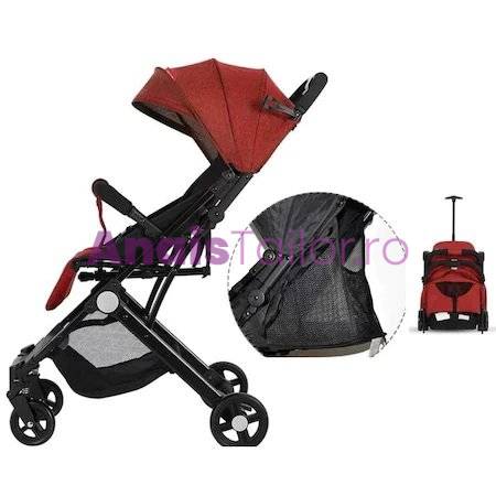 Carucior sport copii, pliere compacta pentru avion, cu sistem troller, C8 rosu 