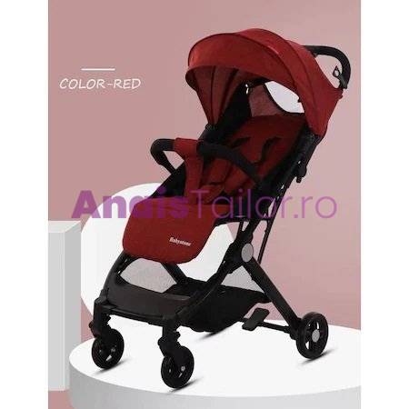 Carucior sport copii, pliere compacta pentru avion, cu sistem troller, C8 rosu 
