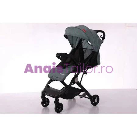 Carucior sport copii, pliere compacta pentru avion, cu sistem troller, C8 vernil