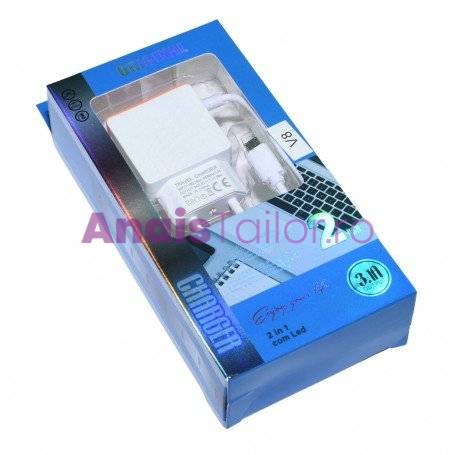 Incarcator Telefon / Tableta 220V - 2xUsb + Micro USB 3,1A