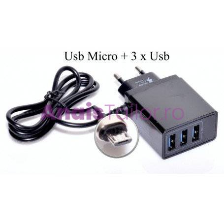 INCARCATOR telefon / tableta FAST - 5,1A/MICRO USB+3XUSB