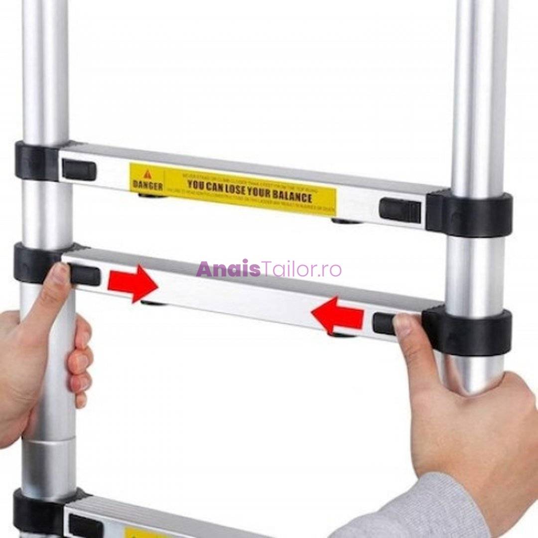 Scara telescopica aluminiu, 13 trepte, 3.8 metri