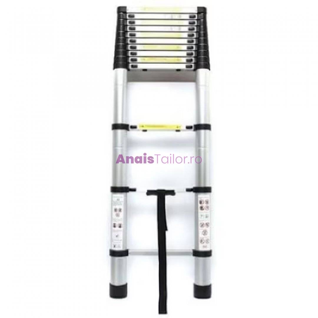 Scara telescopica aluminiu, 15 trepte, 4.4 metri, Maxim 150 kg