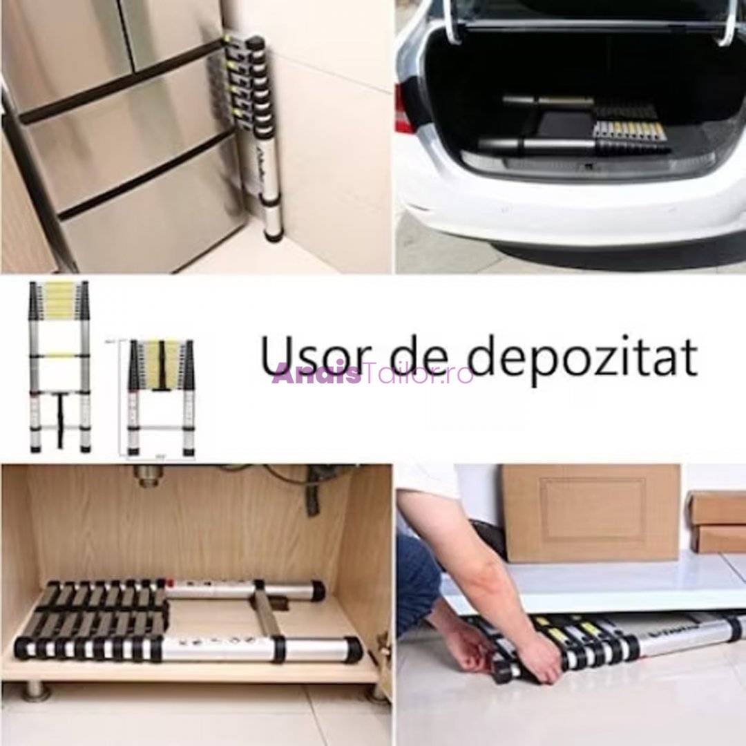 Scara telescopica aluminiu, 15 trepte, 4.4 metri, Maxim 150 kg