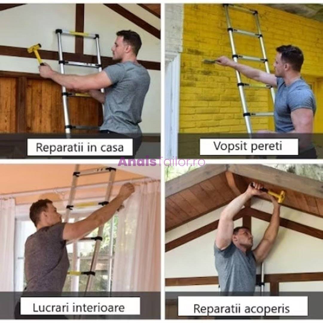 Scara telescopica aluminiu, 15 trepte, 4.4 metri, Maxim 150 kg